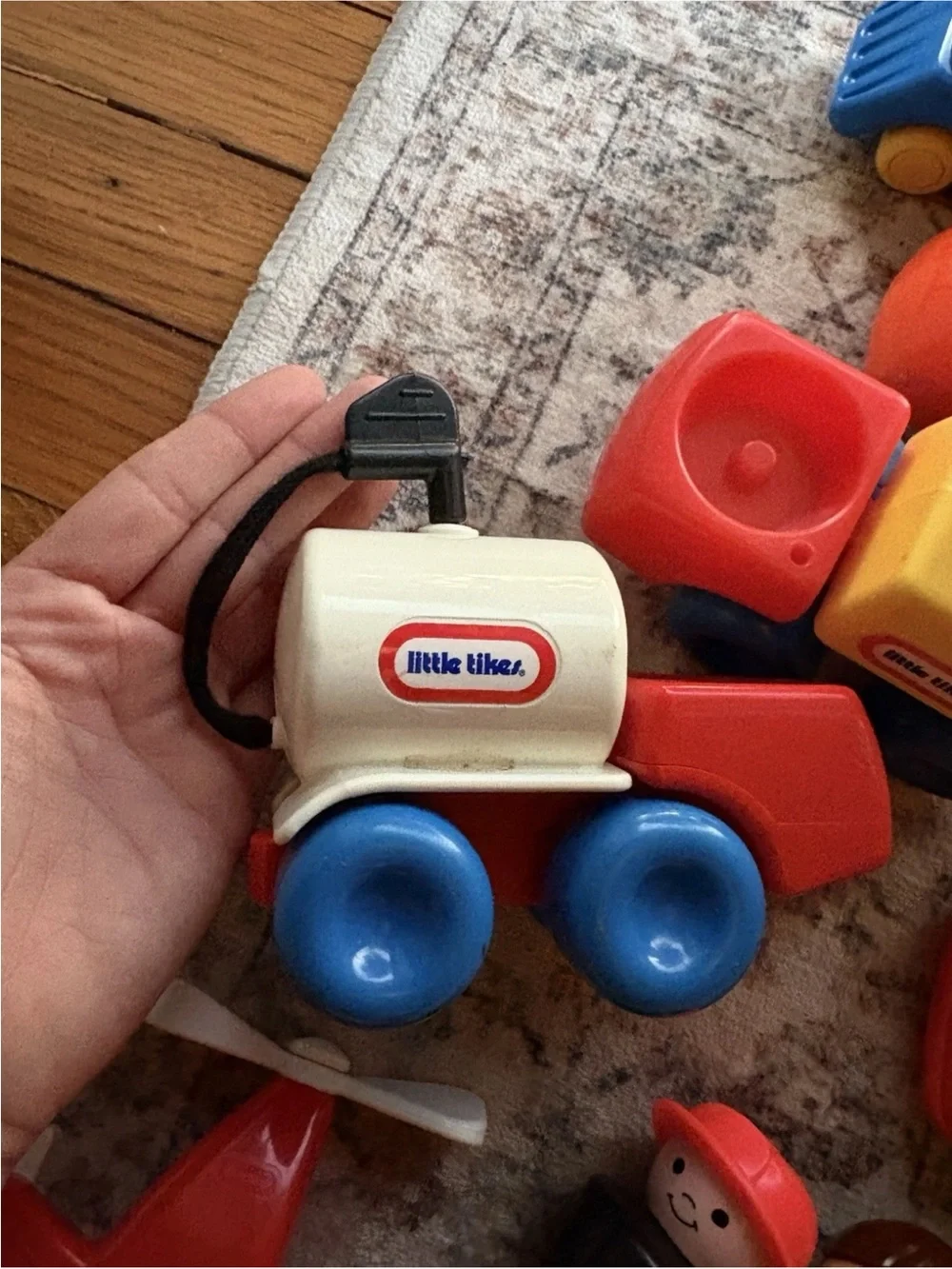 Vintage Little Tikes Play Toys Set Helicopter, Gas Truck, Trains, Tow Trucks